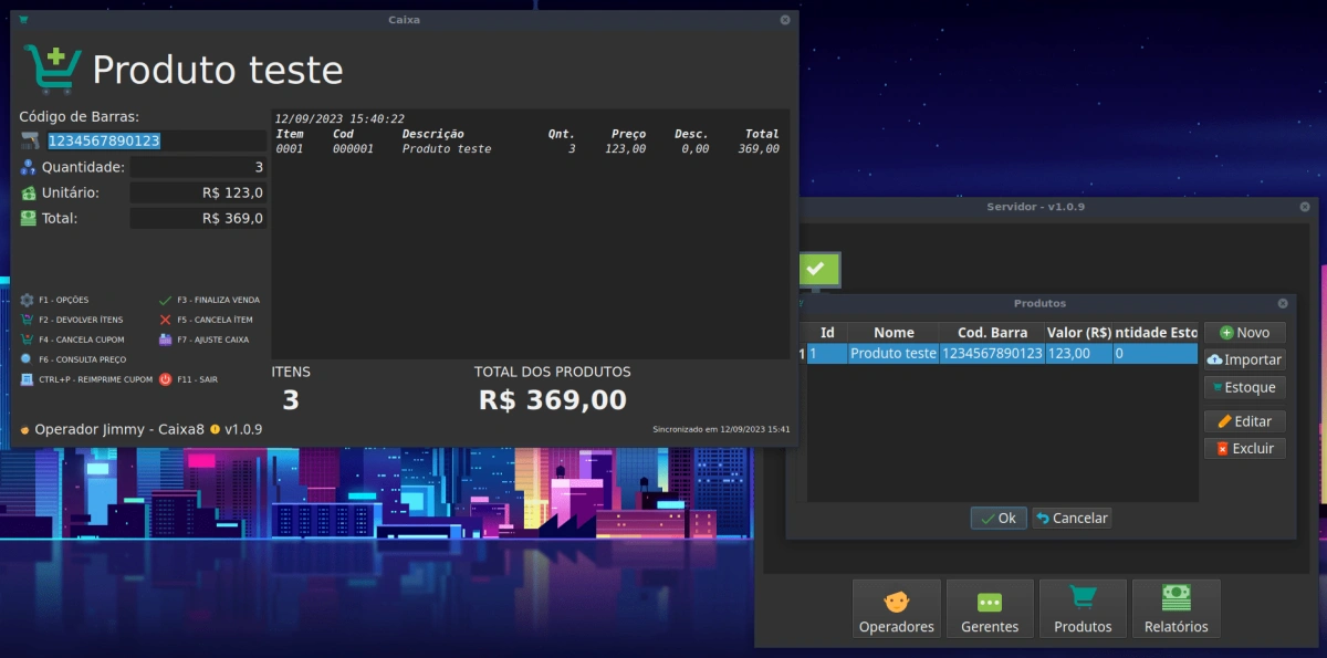Imagem mostrando a leitura de código de barras com as informações do cadastro do produto
